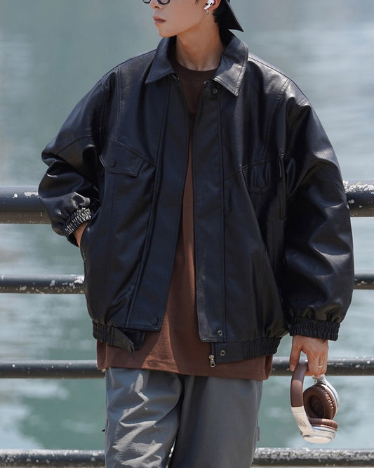 Oversize PU Leather Jacket JK057