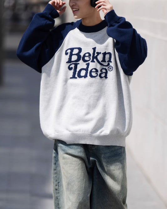 Raglan Sleeve Logo Sweater KN025