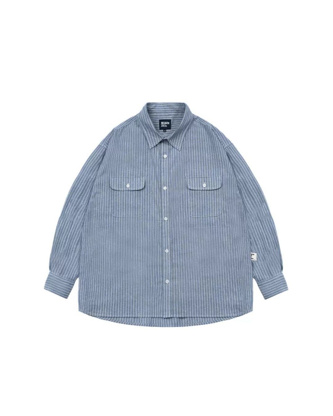 【ホワイト 一週間以内に発送】Double Pocket Striped Shirt LS066