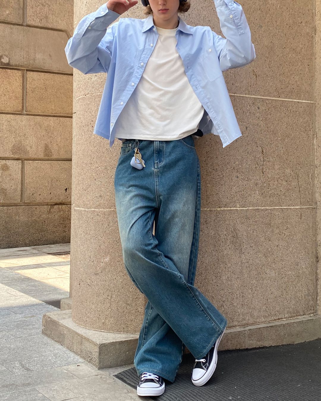 Washed Blue Straight Jeans DP051