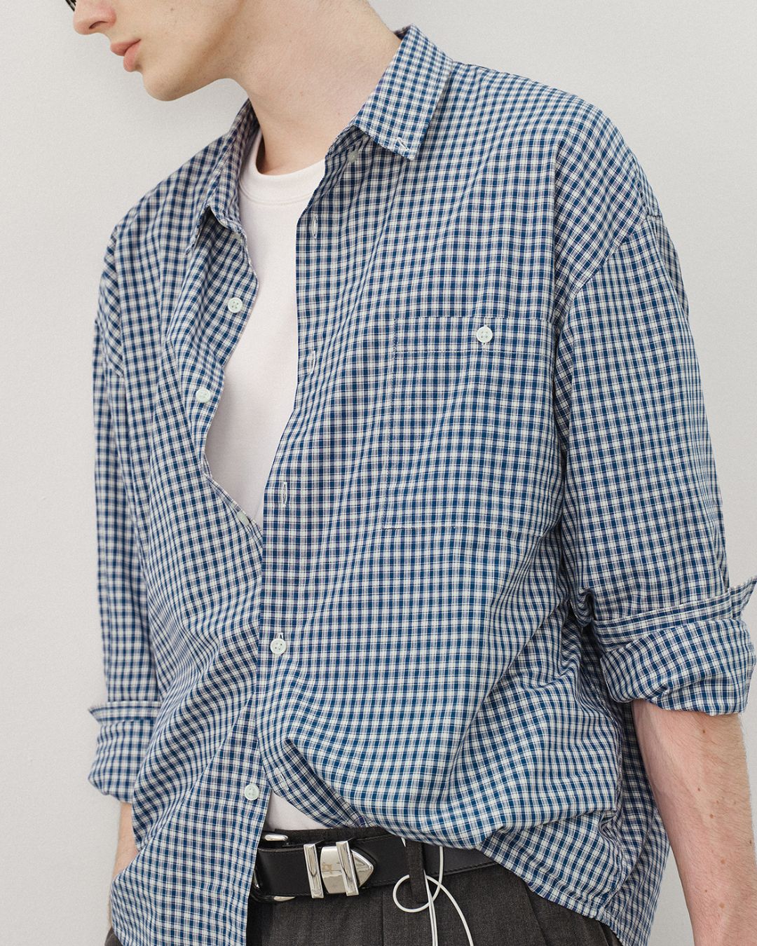 Retro Blue Check Shirt LS094
