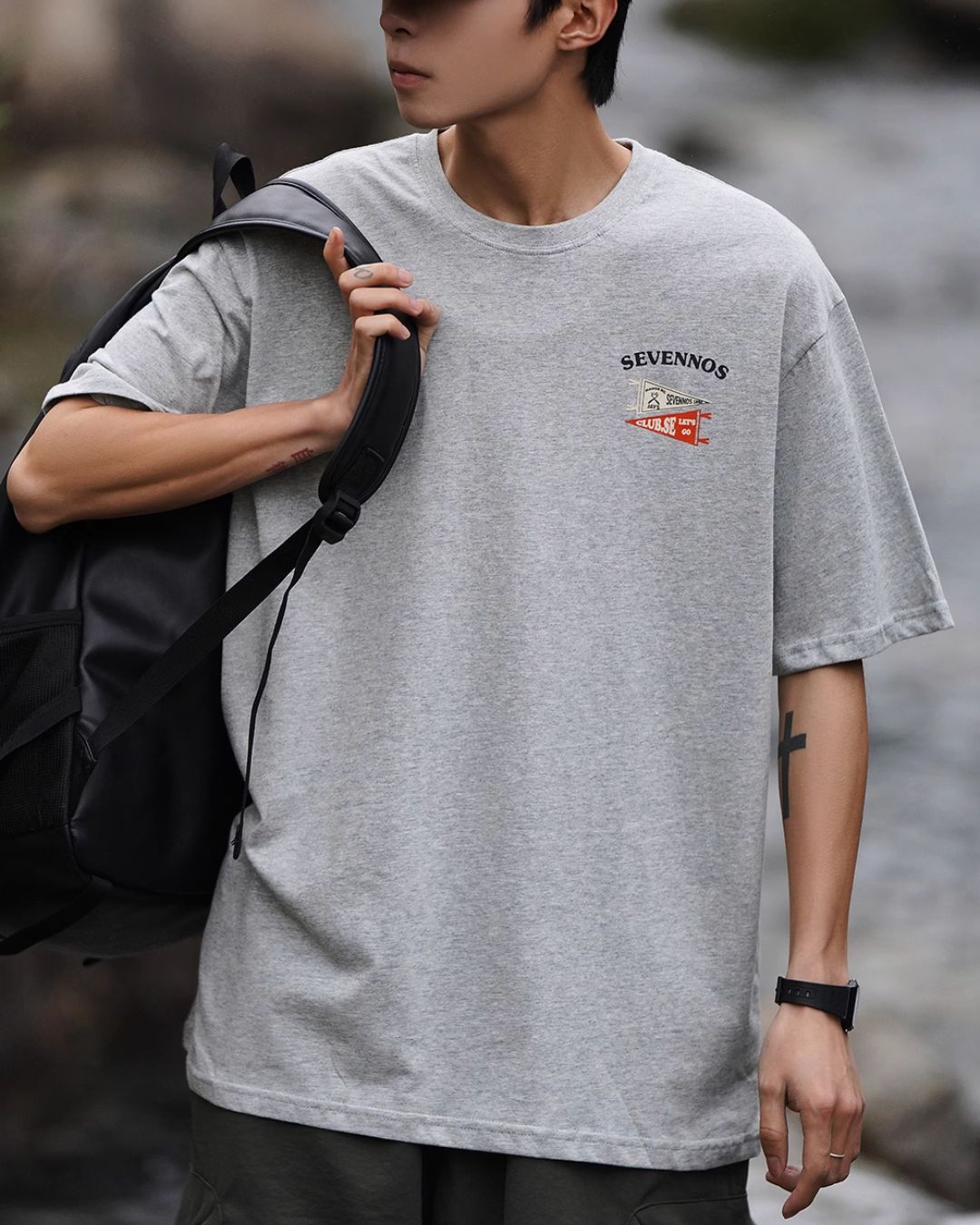 Cotton Back Print T-shirt ST069