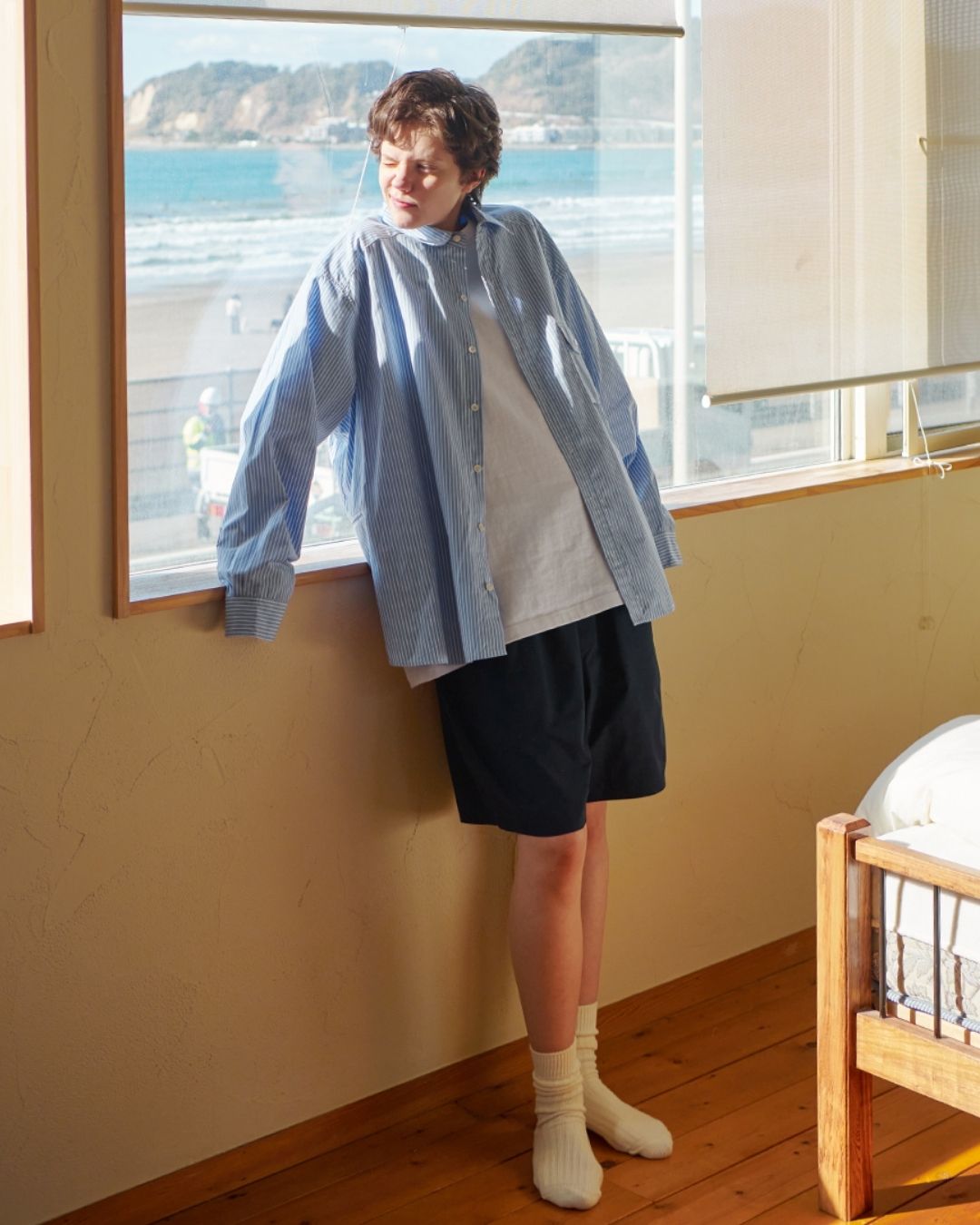 Cotton Loose Striped Shirt LS093