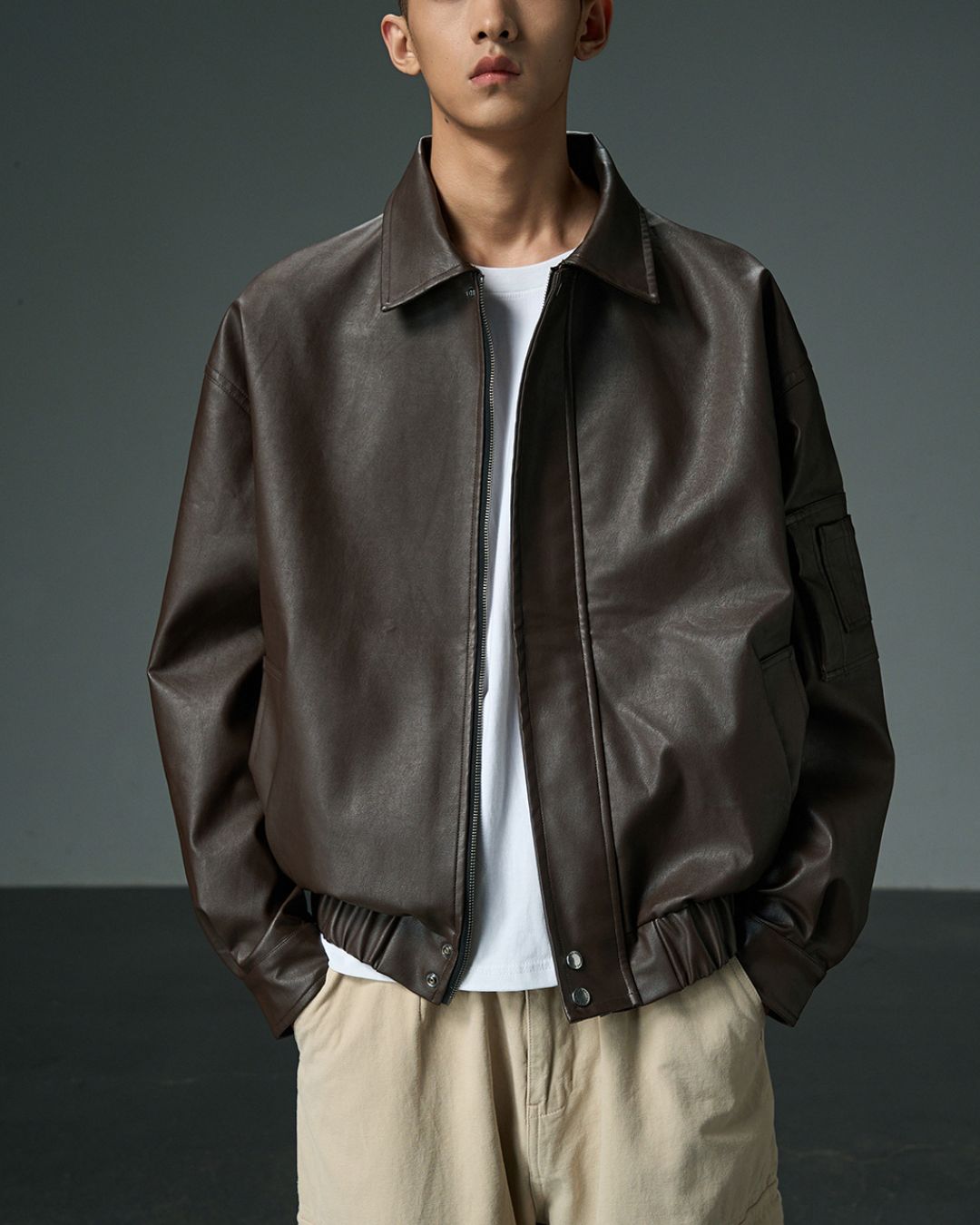 Basic PU Leather Jacket JK213