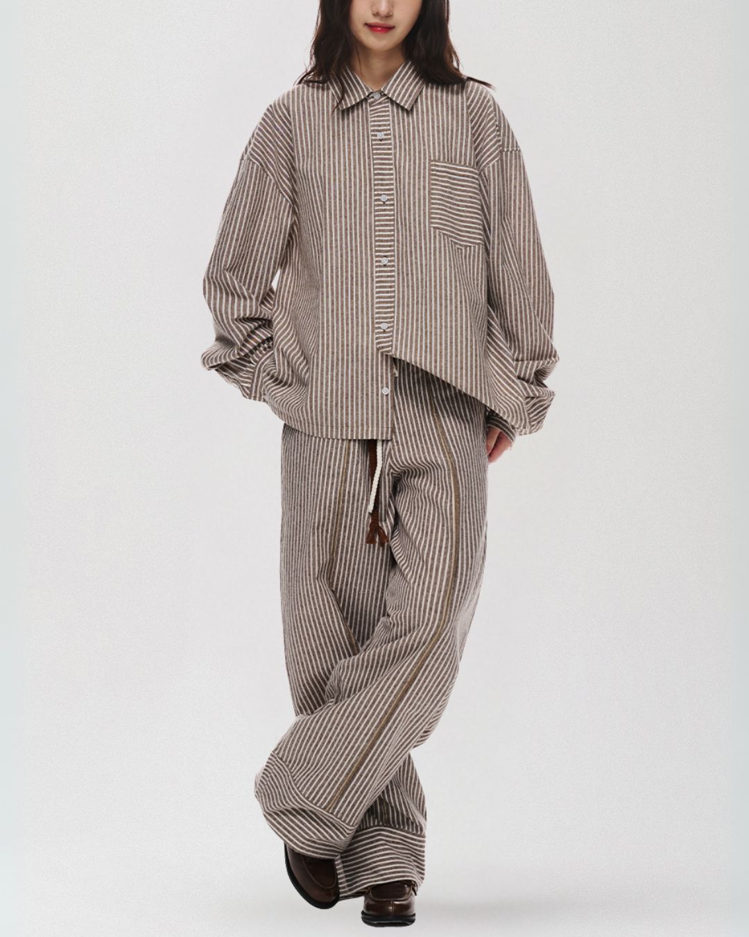 Cotton Striped Wide Pants WP082