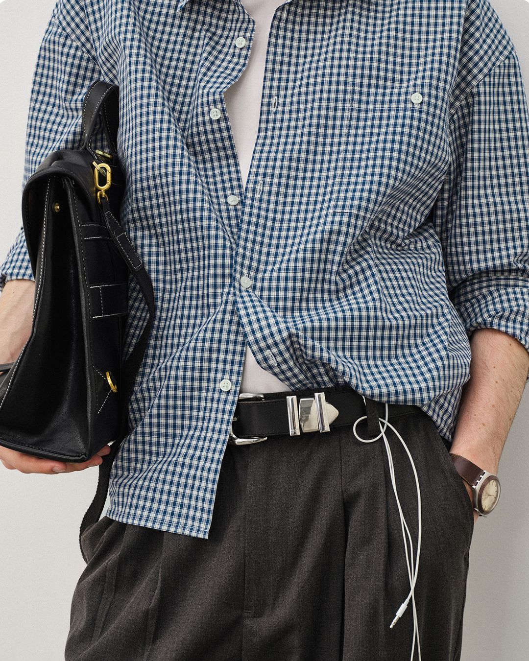 Retro Blue Check Shirt LS094