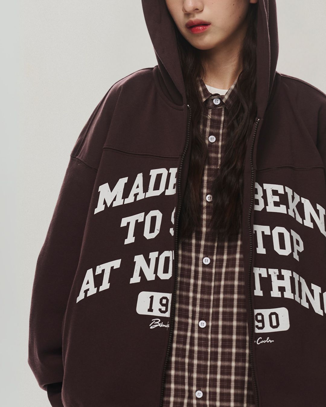 Distressed Print Full Zip Hoodie HD073