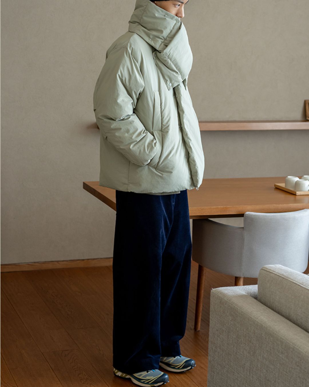Scarf & Stand-collar Padded Jacket JK240