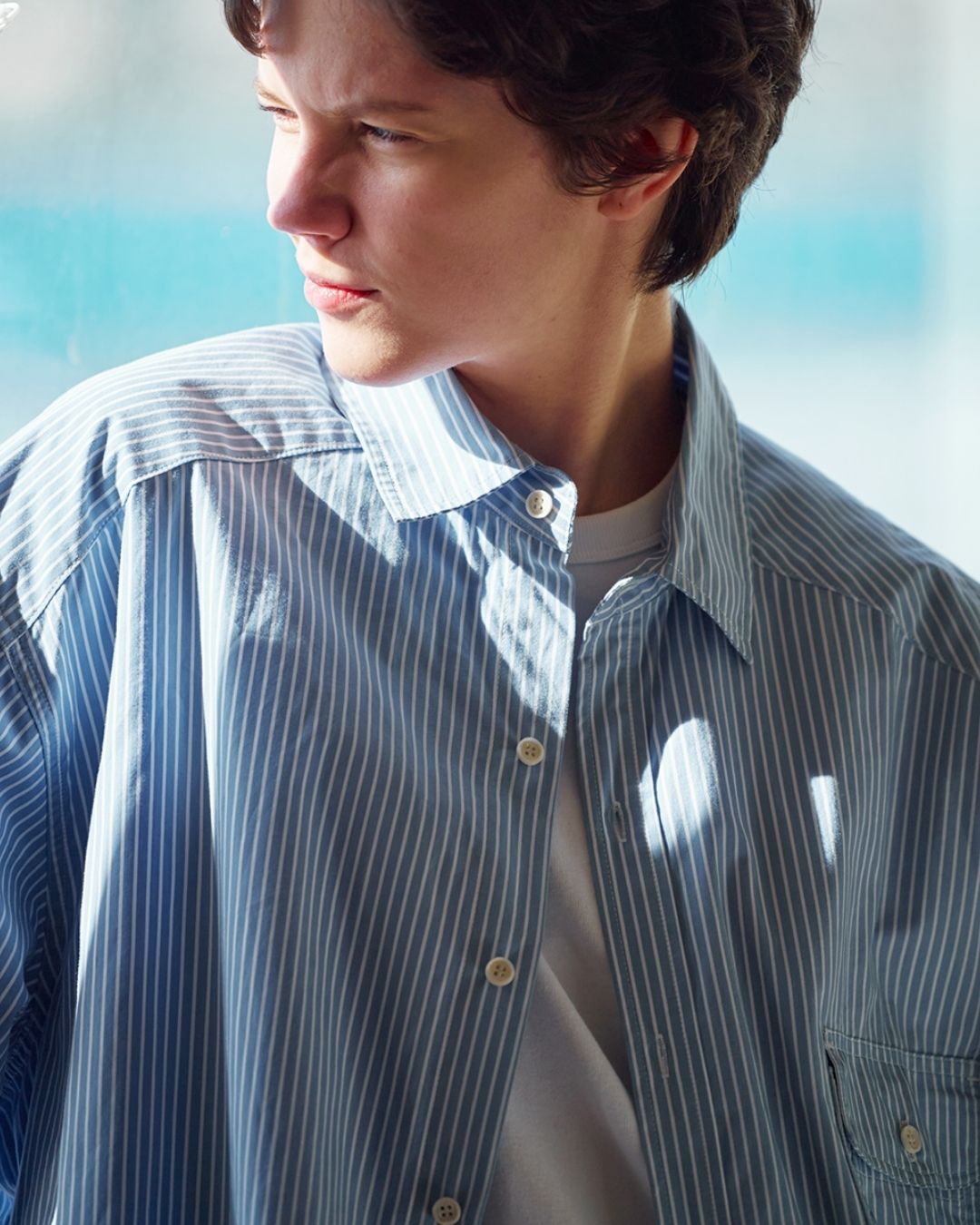 Cotton Loose Striped Shirt LS093