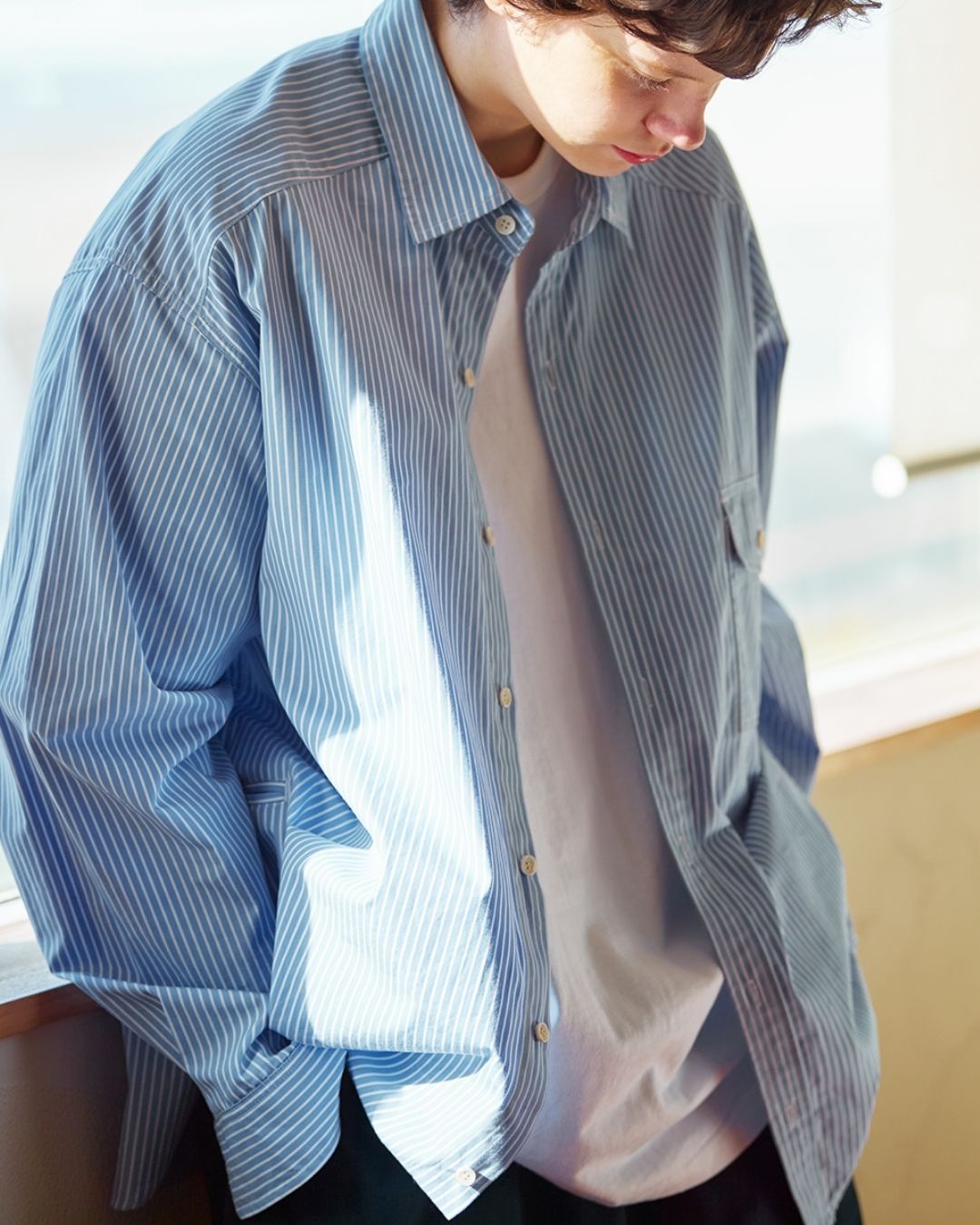 Cotton Loose Striped Shirt LS093