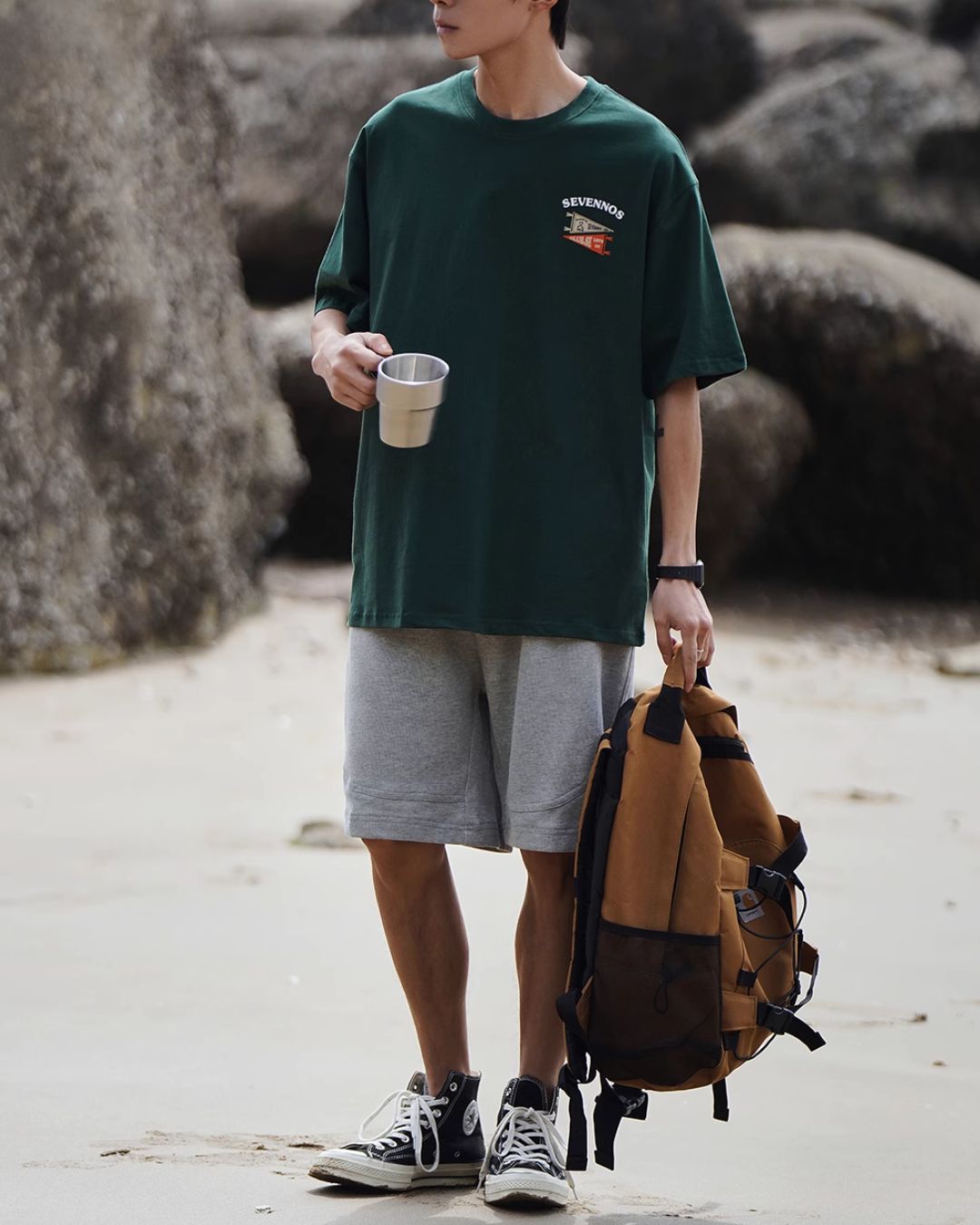 Cotton Back Print T-shirt ST069