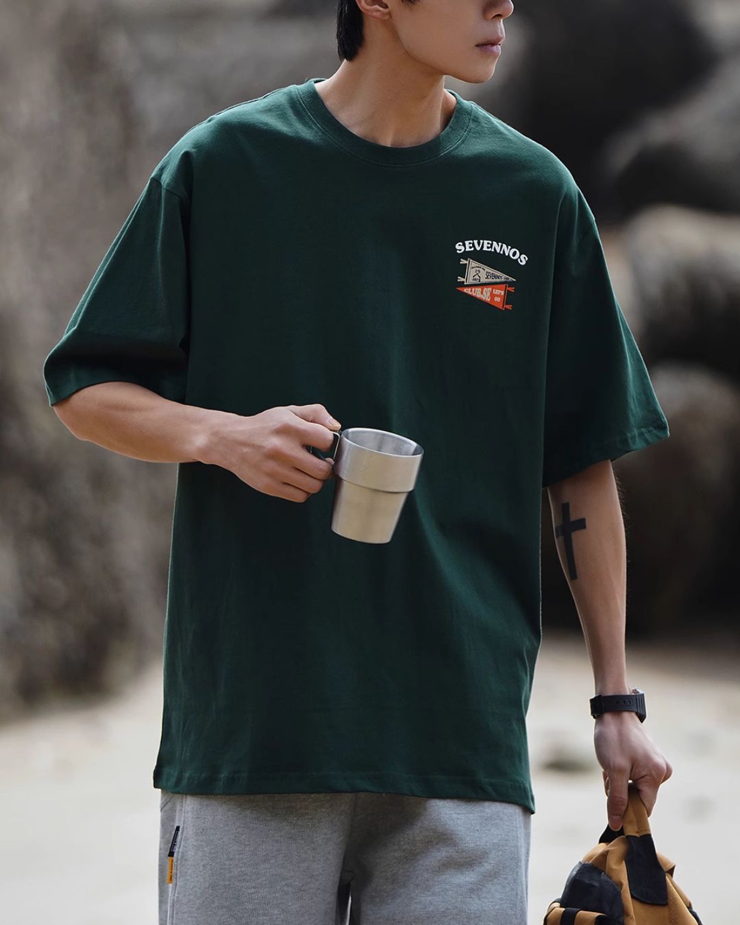 Cotton Back Print T-shirt ST069