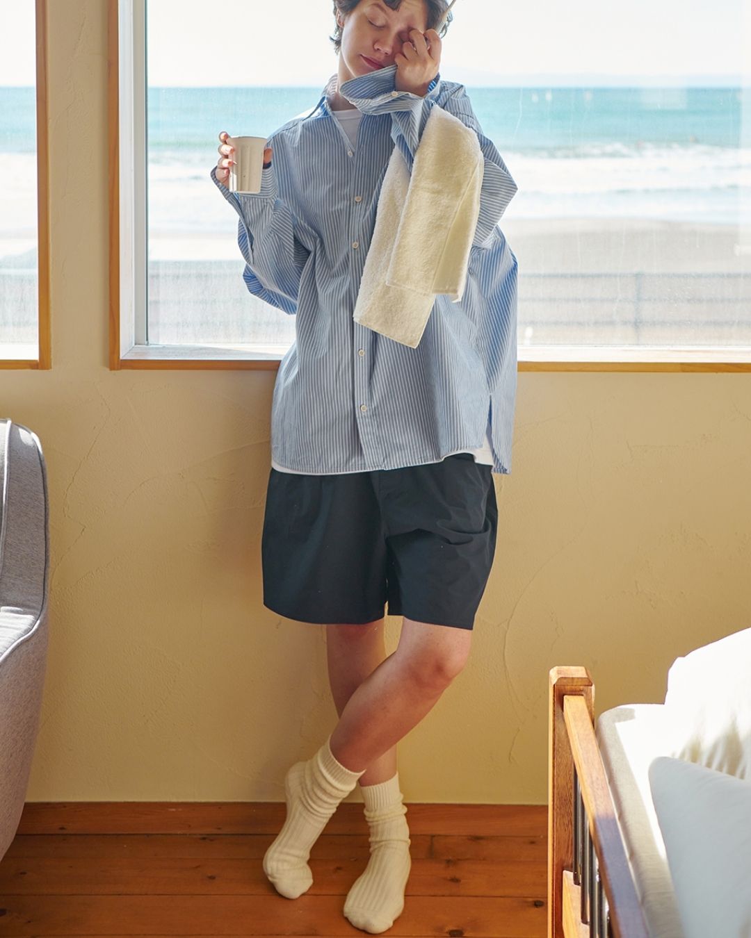 Cotton Loose Striped Shirt LS093