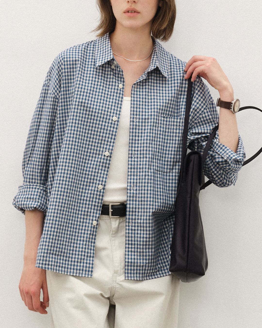 Retro Blue Check Shirt LS094
