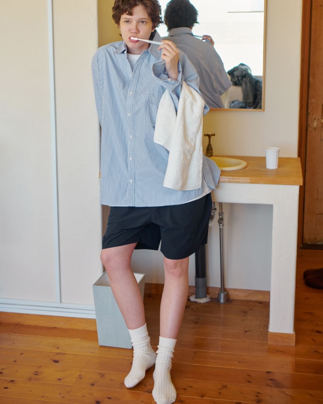 Cotton Loose Striped Shirt LS093