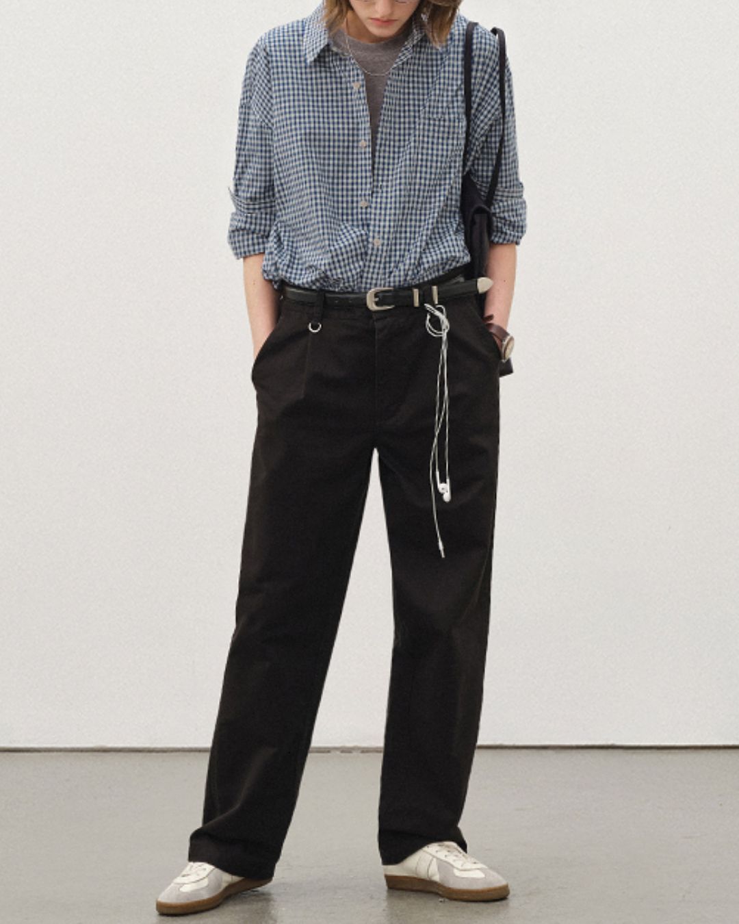 Retro Blue Check Shirt LS094