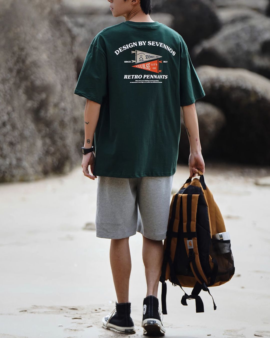 Cotton Back Print T-shirt ST069