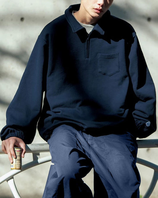 【10日以内お届け】Balloon Sleeve Half Zipper SW009