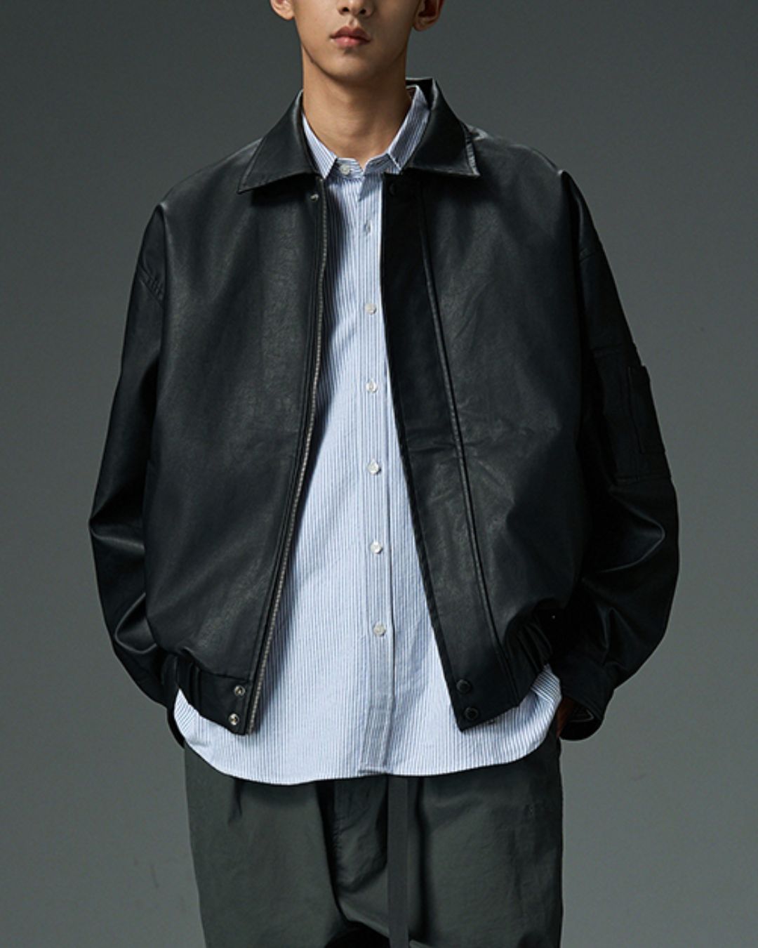 Basic PU Leather Jacket JK213