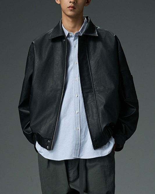 Basic PU Leather Jacket JK213