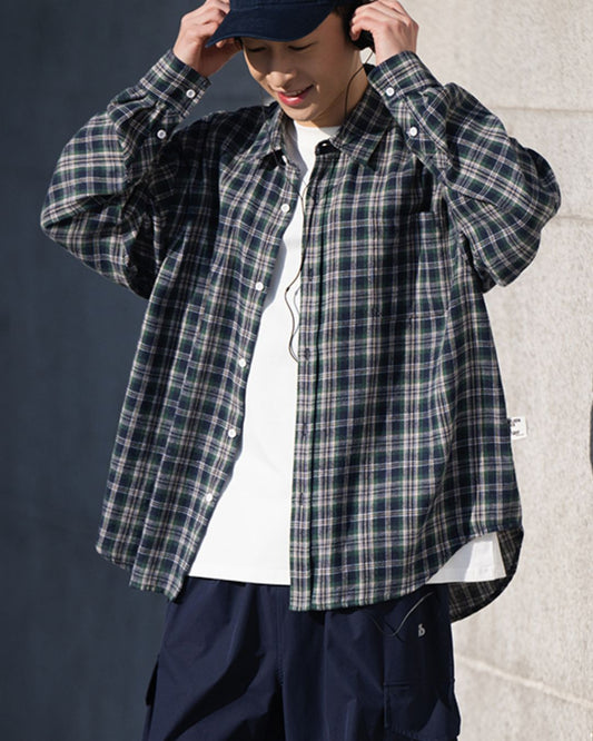 【10日以内お届け】Casual Cotton Check Shirt LS089