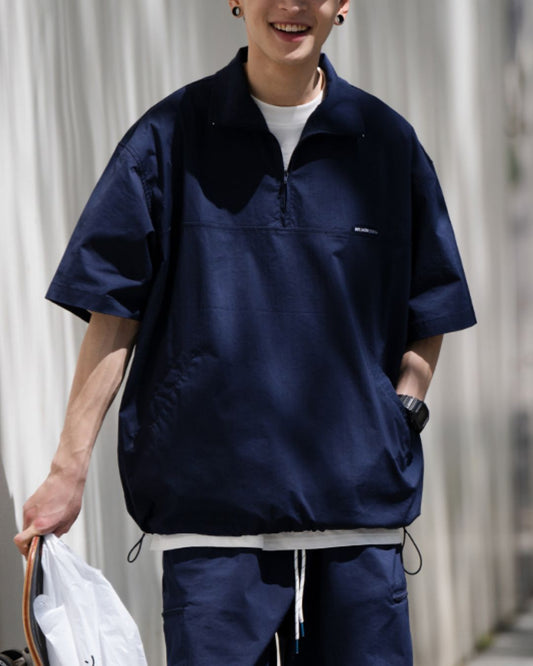 【セール】Half-zip Drawstring Shirt SS066