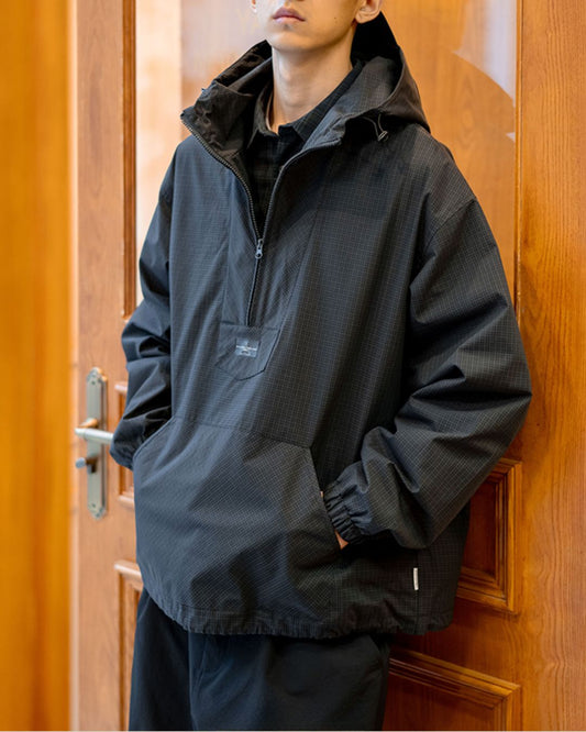 Half-Zip Check Hooded Jacket JK237