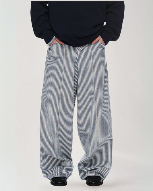 Cotton Striped Wide Pants WP082