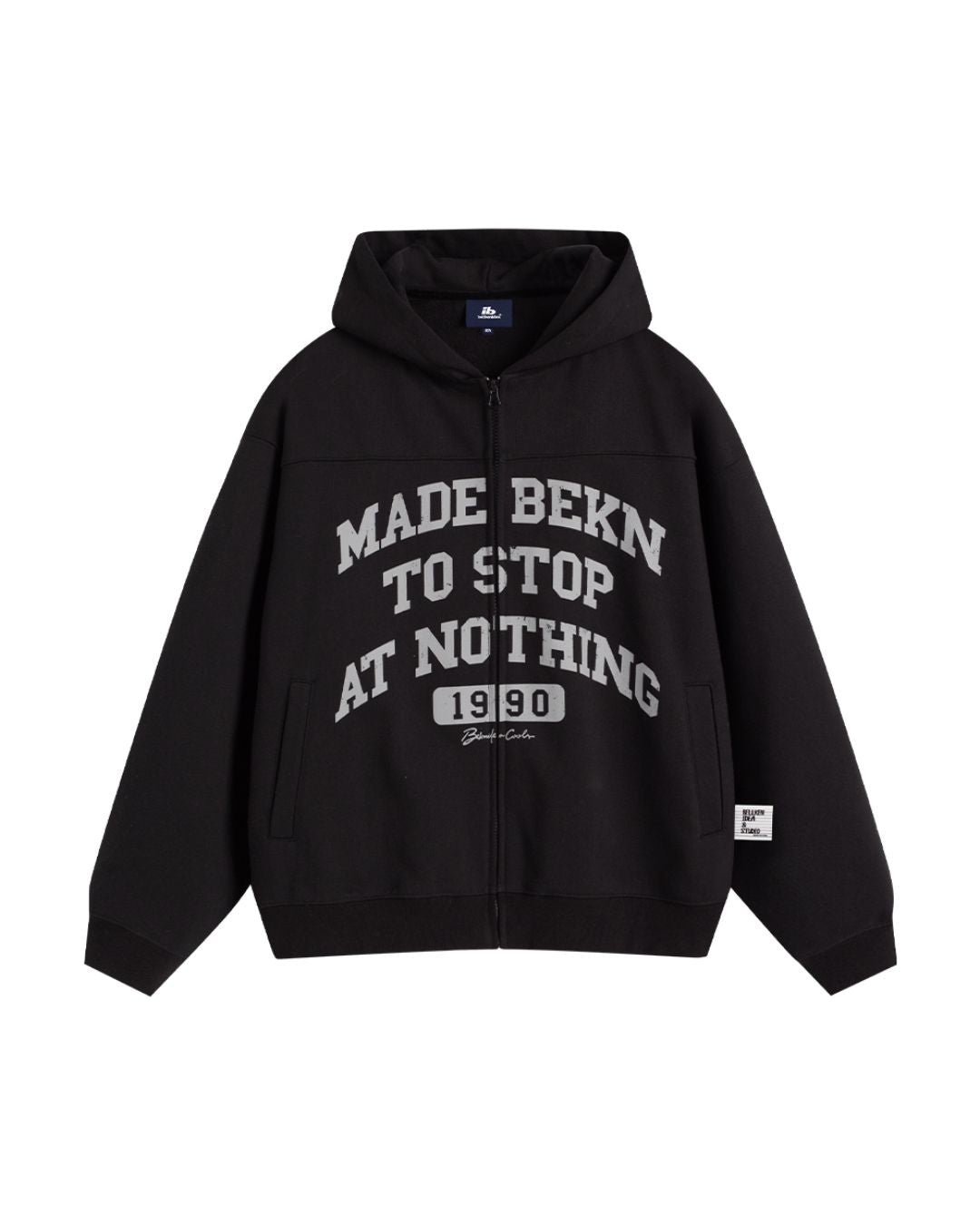 Distressed Print Full Zip Hoodie HD073