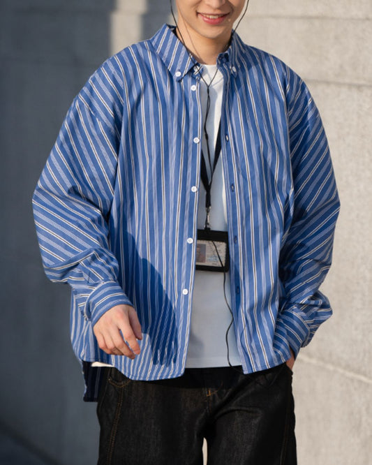 Contrast Casual Striped Shirt LS091