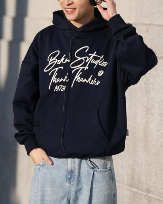 Letter Embroidered Hoodie HD071