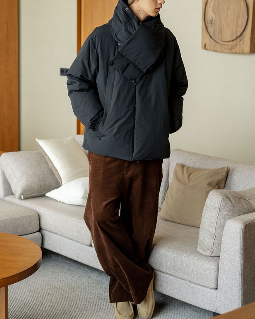 Scarf & Stand-collar Padded Jacket JK240