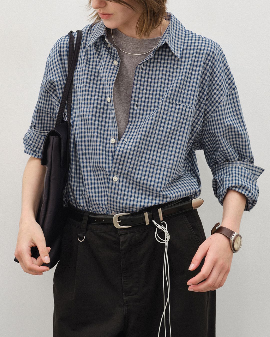 Retro Blue Check Shirt LS094