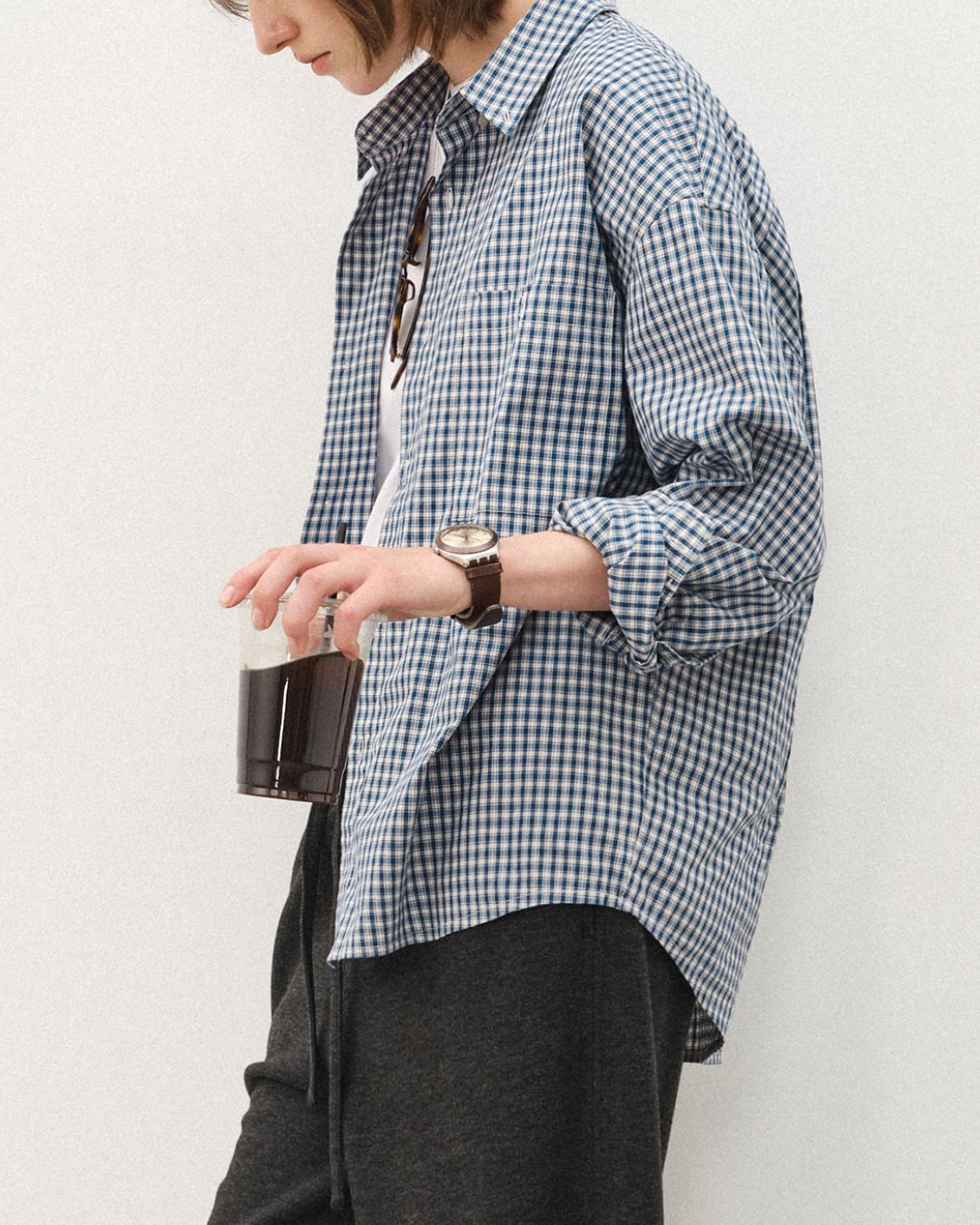 Retro Blue Check Shirt LS094