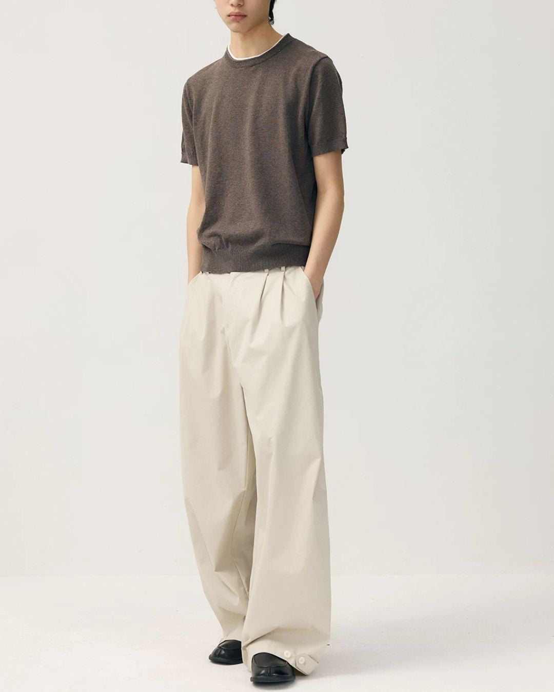 Hem Button Side Pleated Pants WP104