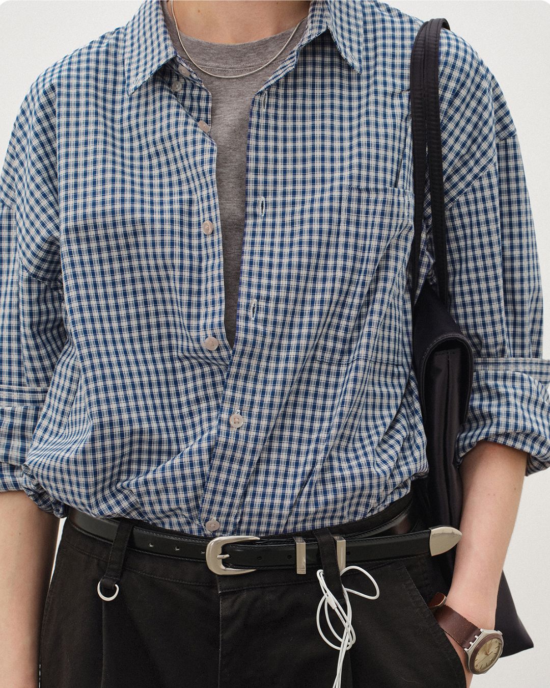 Retro Blue Check Shirt LS094