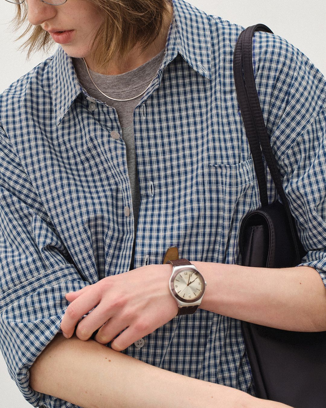 Retro Blue Check Shirt LS094