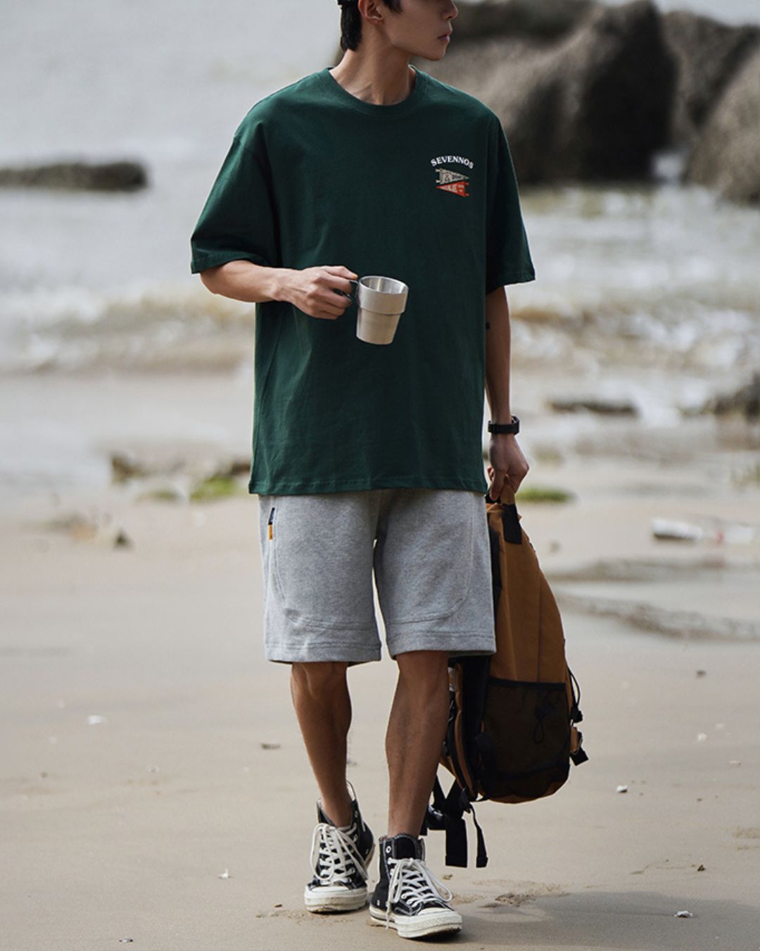 Cotton Back Print T-shirt ST069