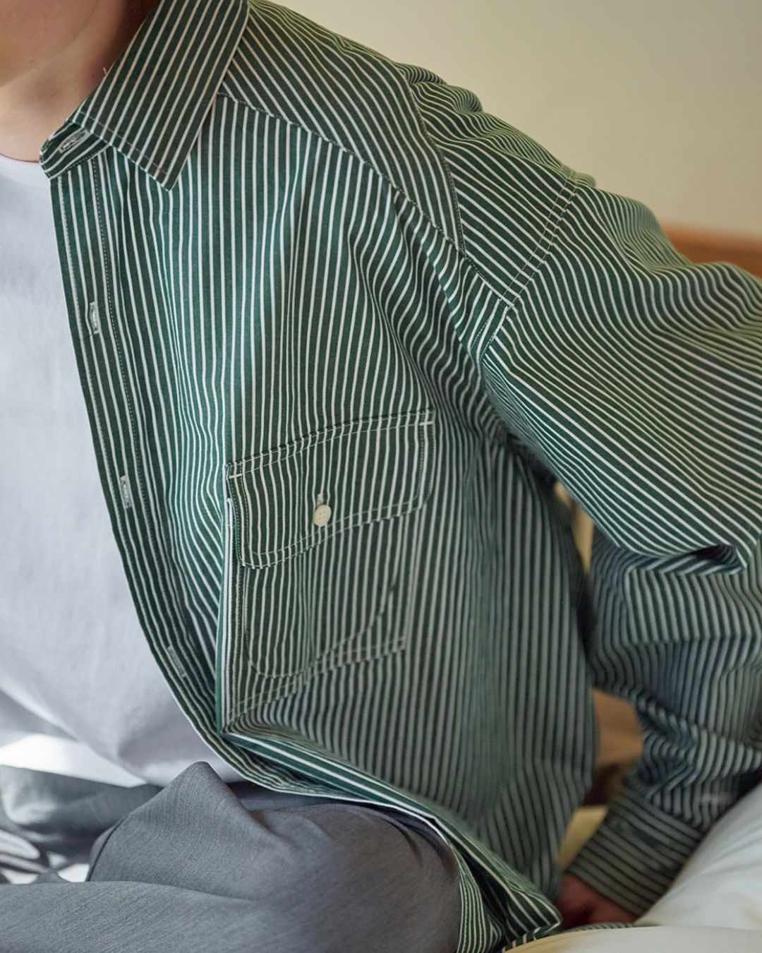 Cotton Loose Striped Shirt LS093