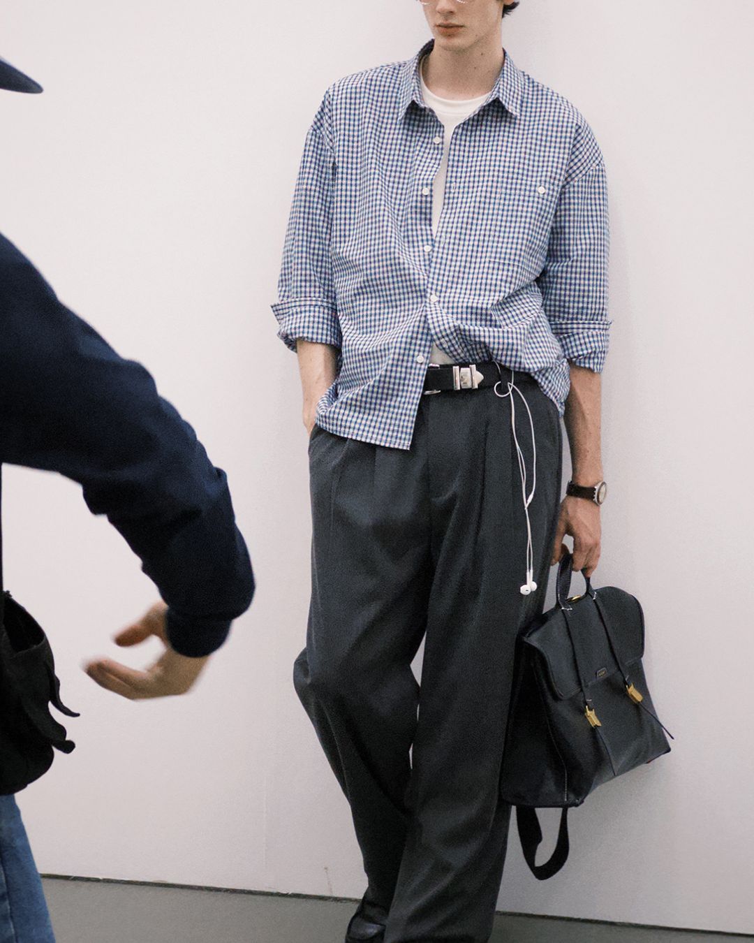 Retro Blue Check Shirt LS094