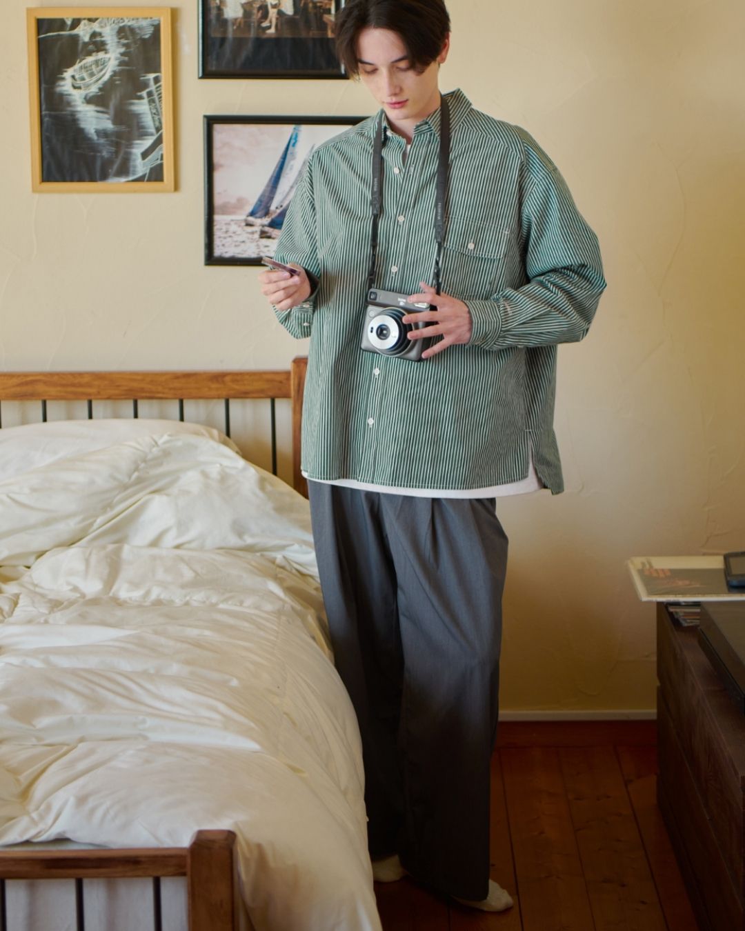 Cotton Loose Striped Shirt LS093