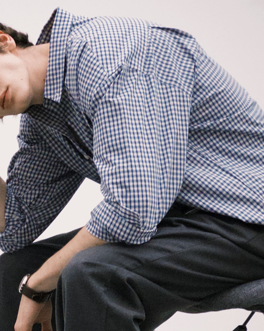 Retro Blue Check Shirt LS094