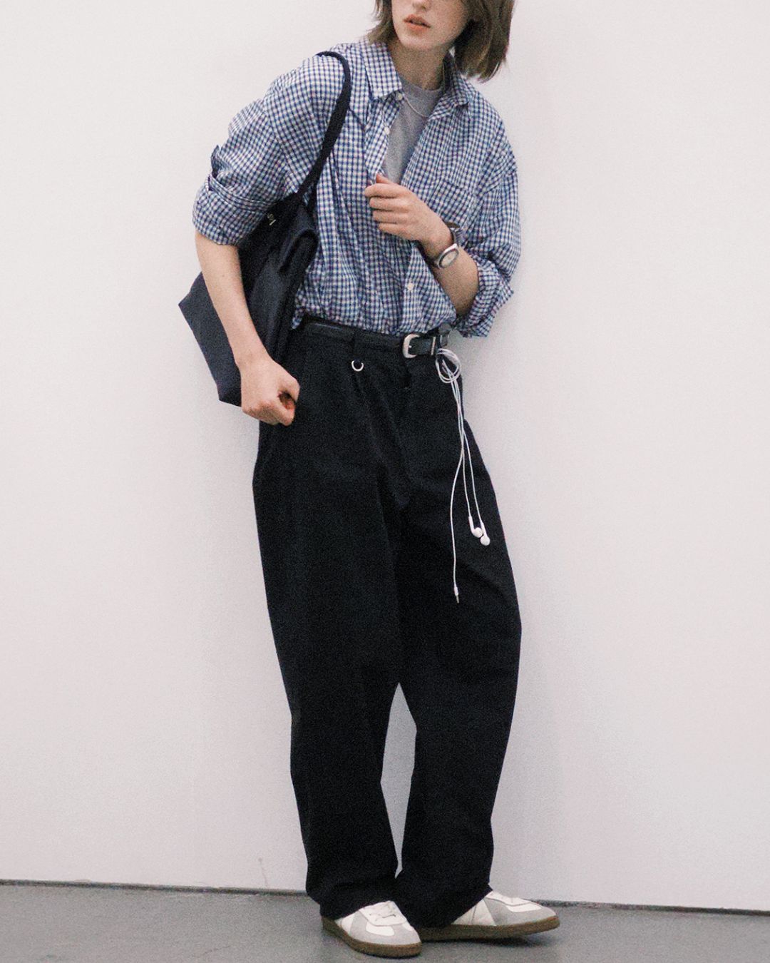 Retro Blue Check Shirt LS094