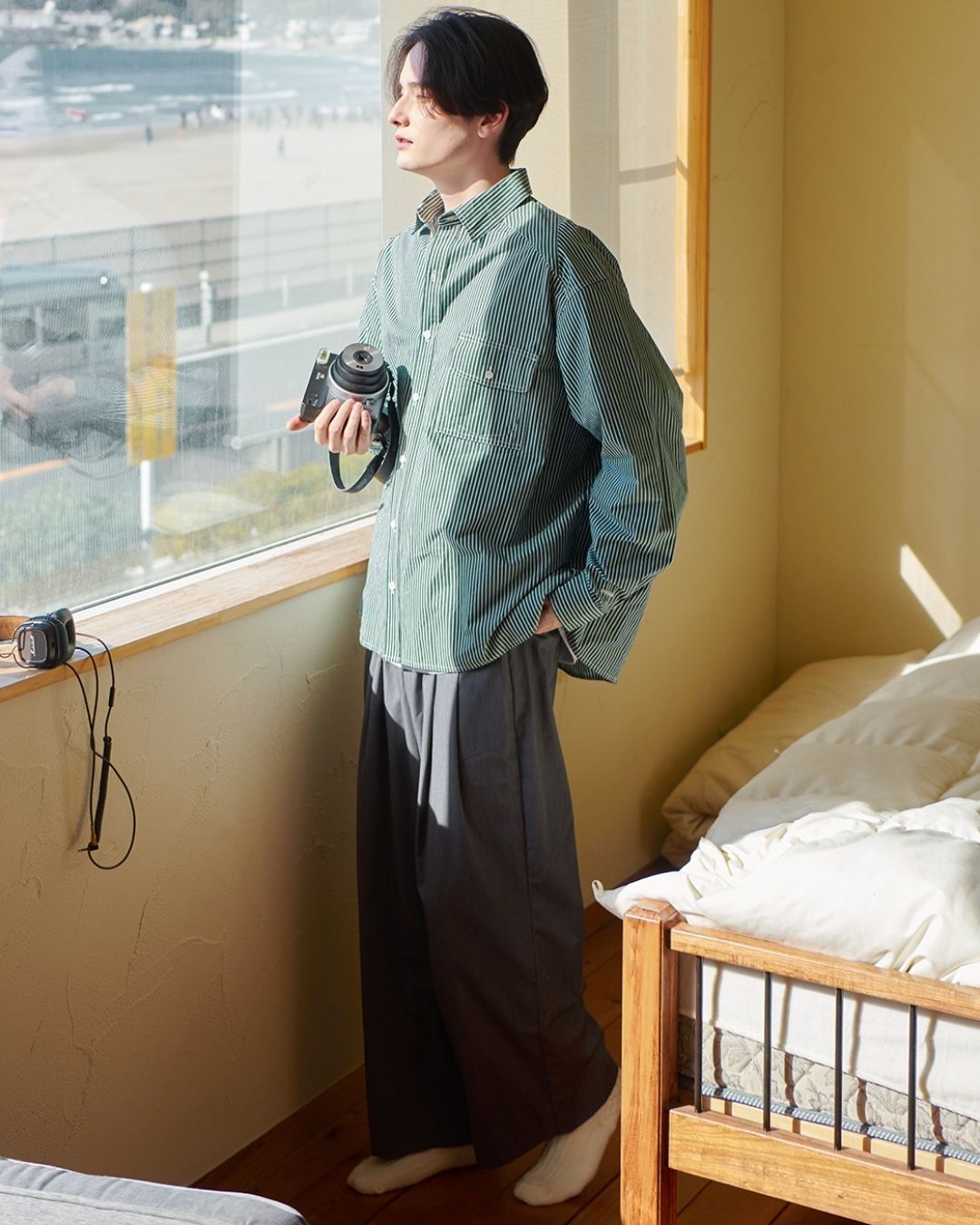 Cotton Loose Striped Shirt LS093