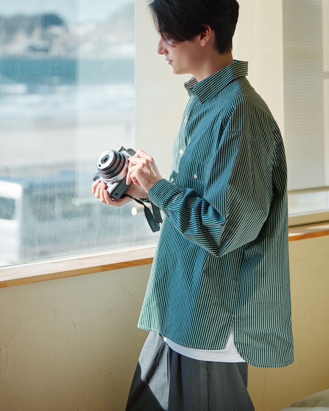 Cotton Loose Striped Shirt LS093