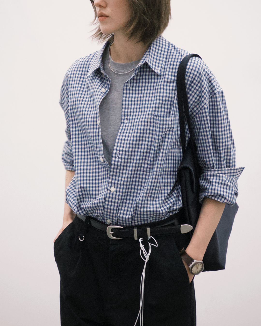 Retro Blue Check Shirt LS094