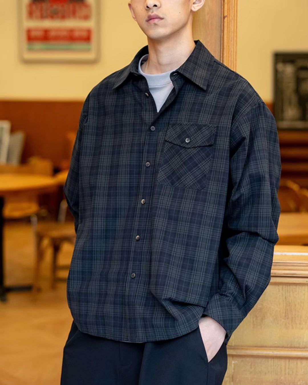 Tartan Check Loose Shirt LS096