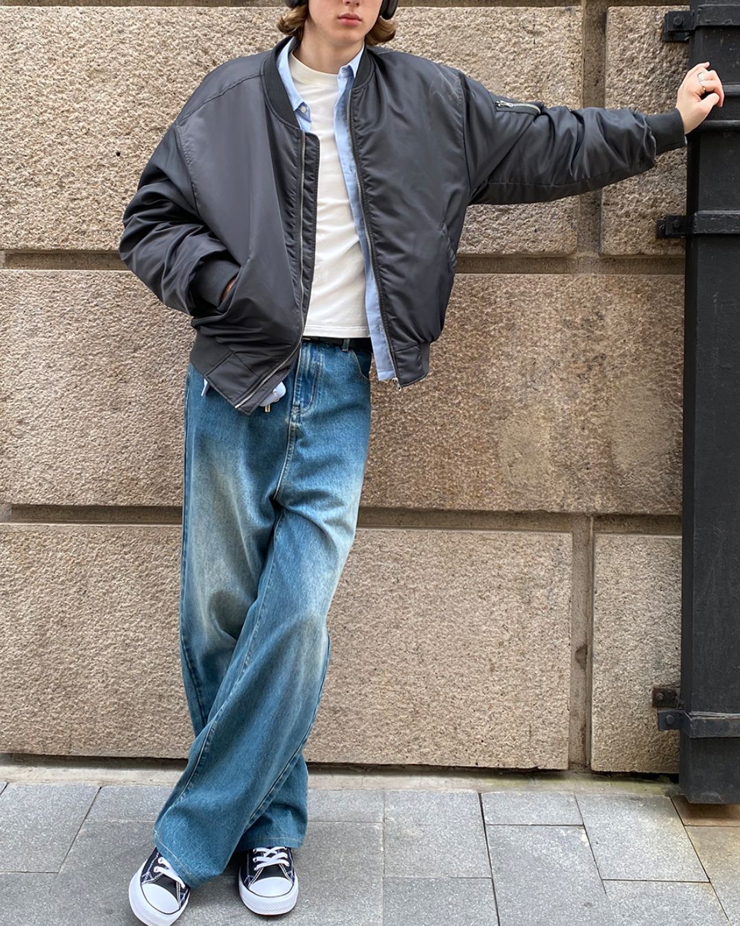 Washed Blue Straight Jeans DP051