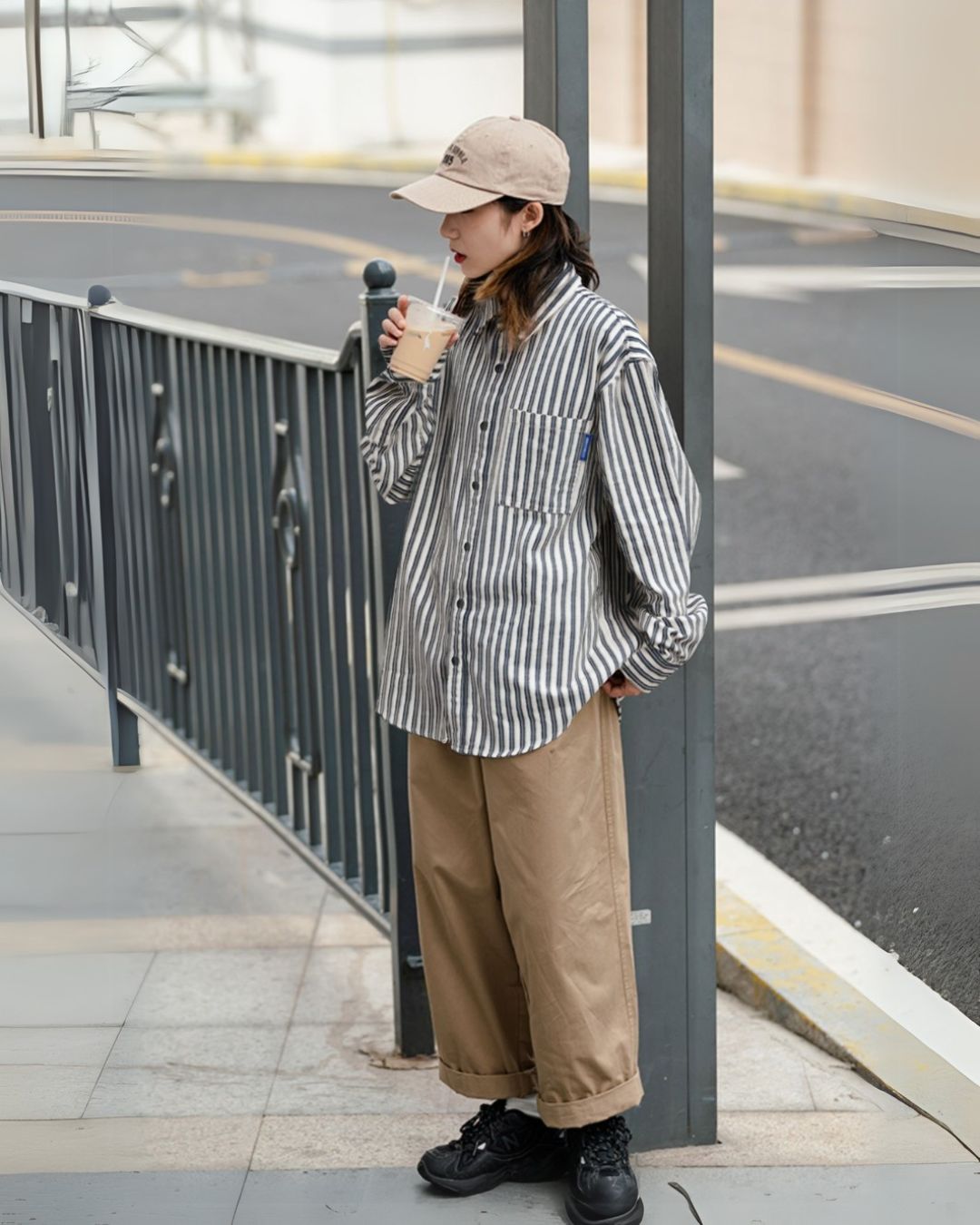 【10日以内お届け】Stripe Loose shirt LS001