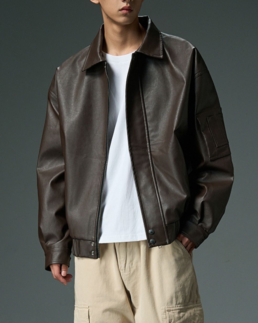 Basic PU Leather Jacket JK213